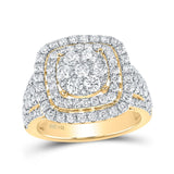 14kt Yellow Gold Womens Round Diamond Square Cluster Ring 2 Cttw