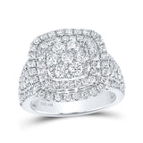 14kt White Gold Womens Round Diamond Square Cluster Ring 2 Cttw