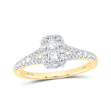 14kt Yellow Gold Womens Princess Diamond 2-stone Ring 1/2 Cttw