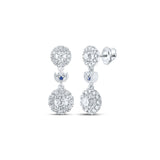14kt White Gold Womens Round Diamond Dangle Earrings 1 Cttw