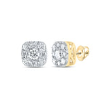 14kt Yellow Gold Womens Round Diamond Square Cluster Earrings 3/4 Cttw