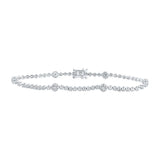 10kt White Gold Womens Round Diamond Fashion Bracelet 1-3/8 Cttw