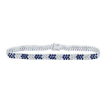 14kt White Gold Womens Round Blue Sapphire Diamond Tennis Bracelet 6 Cttw