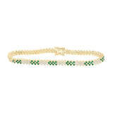 14kt Yellow Gold Womens Round Emerald Diamond Tennis Bracelet 2-5/8 Cttw