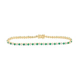 14kt Yellow Gold Womens Round Emerald Diamond Tennis Bracelet 2-7/8 Cttw