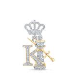 10kt Yellow Gold Mens Round Diamond King Chess Crown Charm Pendant 1-1/2 Cttw
