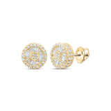 10kt Yellow Gold Mens Baguette Diamond Circle Earrings 1/2 Cttw