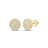10kt Yellow Gold Mens Baguette Diamond Circle Earrings 3/4 Cttw