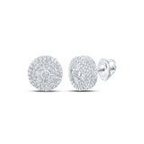 10kt White Gold Mens Baguette Diamond Circle Earrings 3/4 Cttw