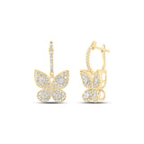 10kt Yellow Gold Womens Round Diamond Butterfly Earrings 5/8 Cttw