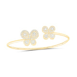 10kt Yellow Gold Womens Round Diamond Butterfly Open Bangle Bracelet 5/8 Cttw