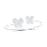 10kt White Gold Womens Round Diamond Butterfly Bangle Bracelet 5/8 Cttw