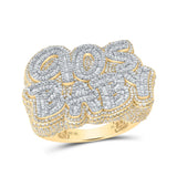10kt Yellow Gold Mens Round Diamond 90s BABY Phrase Ring 6-1/2 Cttw