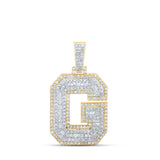 10kt Yellow Gold Mens Round Diamond G Initial Letter Charm Pendant 1 Cttw