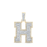 10kt Yellow Gold Mens Round Diamond H Initial Letter Charm Pendant 1 Cttw