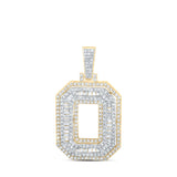 10kt Yellow Gold Mens Round Diamond O Initial Letter Charm Pendant 7/8 Cttw