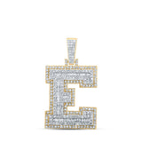 10kt Yellow Gold Mens Round Diamond E Initial Letter Charm Pendant 1-1/4 Cttw