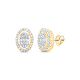 10kt Yellow Gold Womens Baguette Diamond Oval Earrings 3/8 Cttw