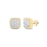 10kt Yellow Gold Womens Round Diamond Square Cluster Earrings 5/8 Cttw