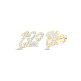 10kt Yellow Gold Mens Round Diamond 100 Emoji Stud Earrings 1/2 Cttw
