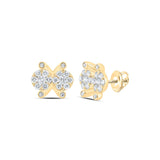 10kt Yellow Gold Womens Round Diamond Cluster Earrings 1/2 Cttw