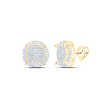 10kt Yellow Gold Womens Round Diamond Cluster Earrings 1/2 Cttw