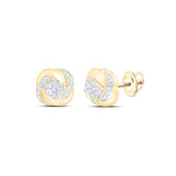 10kt Yellow Gold Womens Round Diamond Cluster Earrings 1/3 Cttw