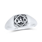 10kt White Gold Mens Round Diamond DAD Band Ring .02 Cttw