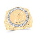 10kt Yellow Gold Mens Round Diamond D Letter Circle Ring 1/2 Cttw