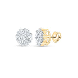 14kt Yellow Gold Womens Round Diamond Cluster Earrings 1-1/2 Cttw