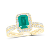 14kt Yellow Gold Womens Emerald Emerald Diamond Fashion Ring 1-1/2 Cttw