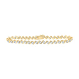 10kt Yellow Gold Womens Round Diamond Tennis Bracelet 1-1/2 Cttw