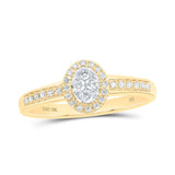 10kt Yellow Gold Womens Round Diamond Oval Cluster Ring 1/4 Cttw