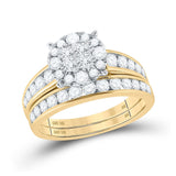 10kt Yellow Gold Princess Diamond Bridal Wedding Ring Band Set 1-3/8 Cttw