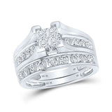 10kt White Gold Princess Diamond Bridal Wedding Ring Band Set 1-1/2 Cttw