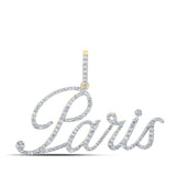 10kt Yellow Gold Womens Round Diamond PARIS Name Pendant 3/4 Cttw
