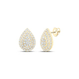 10kt Yellow Gold Womens Round Diamond Teardrop Earrings 3/4 Cttw