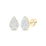 10kt Yellow Gold Womens Round Diamond Teardrop Earrings 1/5 Cttw