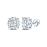 14kt White Gold Womens Princess Diamond Cluster Earrings 1-1/2 Cttw