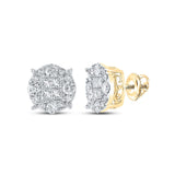 14kt Yellow Gold Womens Princess Diamond Cluster Earrings 2 Cttw