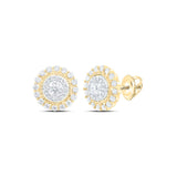 10kt Yellow Gold Womens Round Diamond Halo Circle Earrings 1 Cttw