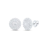 10kt White Gold Womens Round Diamond Cluster Earrings 1 Cttw