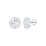 10kt White Gold Womens Round Diamond Halo Circle Earrings 1 Cttw