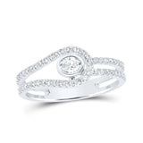 14kt White Gold Womens Round Diamond Lasso Band Ring 3/8 Cttw