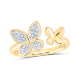 10kt Yellow Gold Womens Round Diamond Butterfly Ring 1/8 Cttw