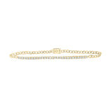 10kt Yellow Gold Womens Round Diamond Single Row Fashion Bracelet 3/4 Cttw
