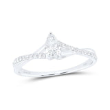 14kt White Gold Pear Diamond Solitaire Bridal Wedding Engagement Ring 3/8 Cttw