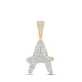 10kt Two-tone Gold Mens Round Diamond A Initial Letter Charm Pendant 3/4 Cttw