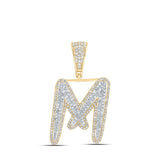 10kt Two-tone Gold Mens Round Diamond M Initial Letter Charm Pendant 1 Cttw