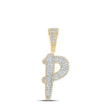 10kt Two-tone Gold Mens Round Diamond P Initial Letter Charm Pendant 5/8 Cttw
